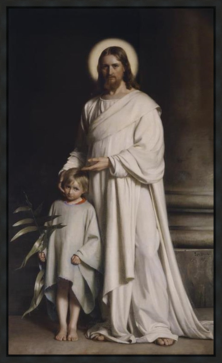 Religious Wall Art - Christ with Boy Gallery Wrap Canvas Print - Perfect for Home Decor, Church, and Prayer Room