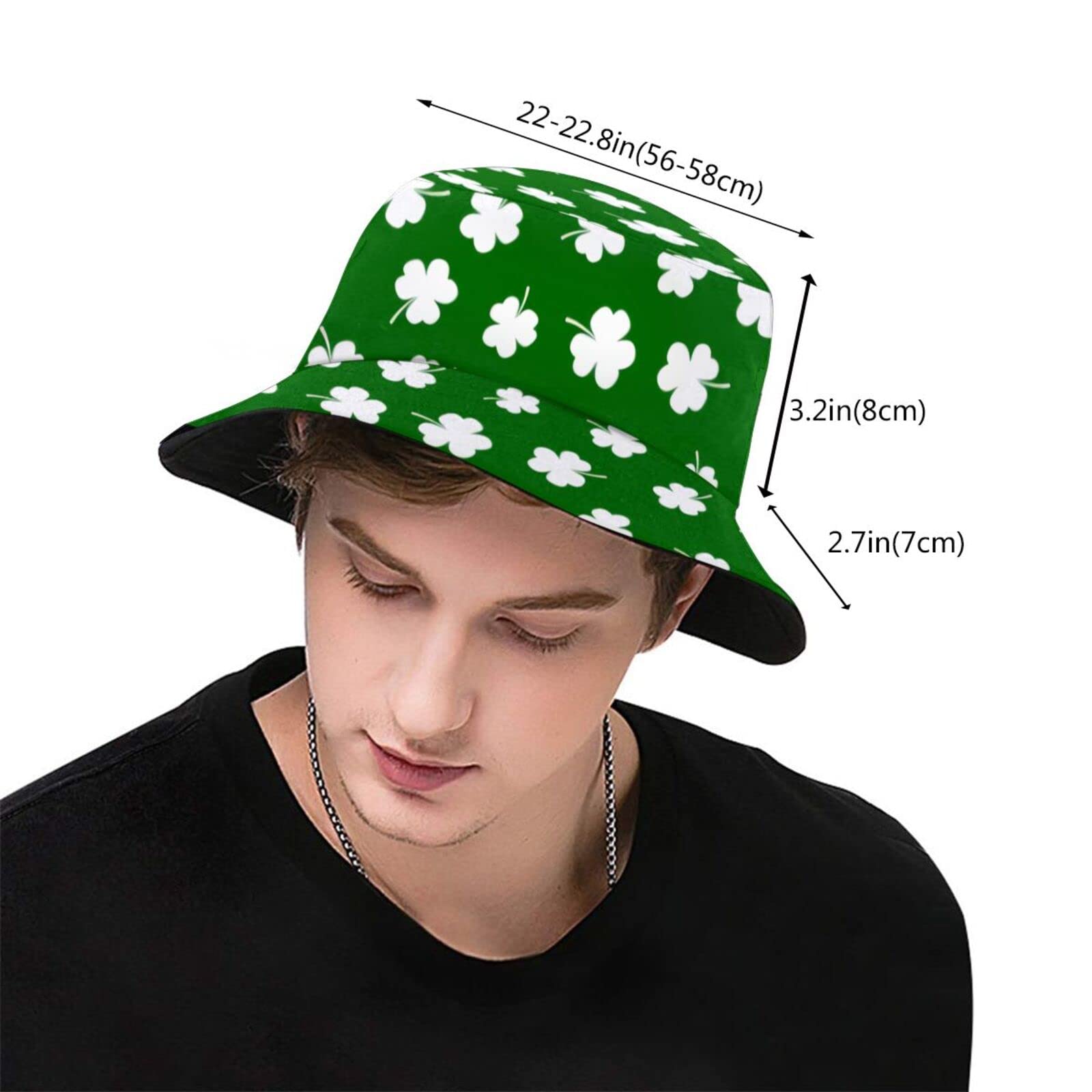 Oupoiay St. Patrick's Day Bucket Hat for Men & Women - Packable Clover Fisherman Hat for Summer, Beach & Travel - Adjustable Sun Hat for Teens & Adults (Green Clovers, One Size) - Perfect for Festivals, Outdoor Activities & Irish-Themed Events
