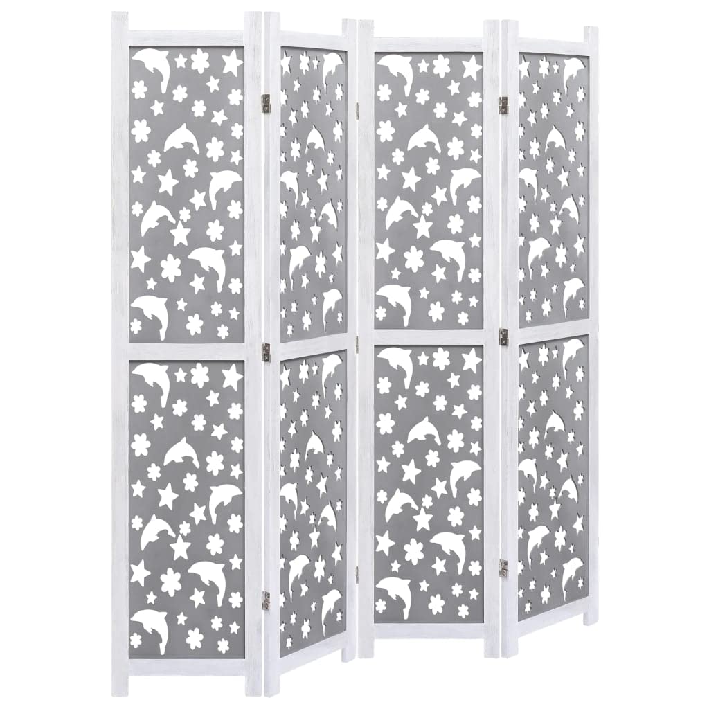 4-Panel Room Divider - Solid Wood Folding Privacy Screen for Office, Bedroom & Living Room - 55.1