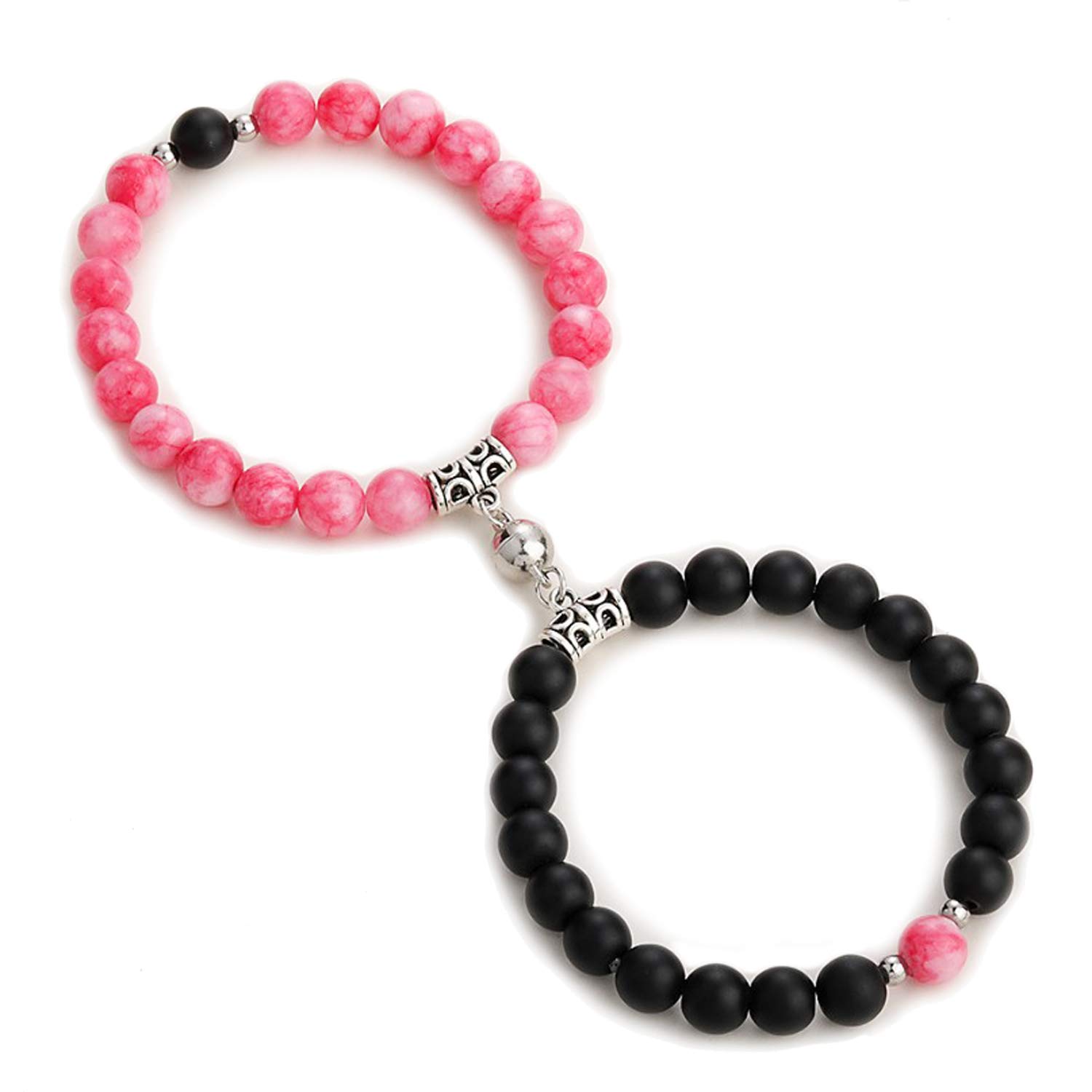 Natural Stone Beads Couple Bracelets Set for Women & Men - Matching Friendship Jewelry for Lovers, Yoga & Meditation Accessories - Perfect for Anniversaries, Valentine's Day & Spiritual Healing