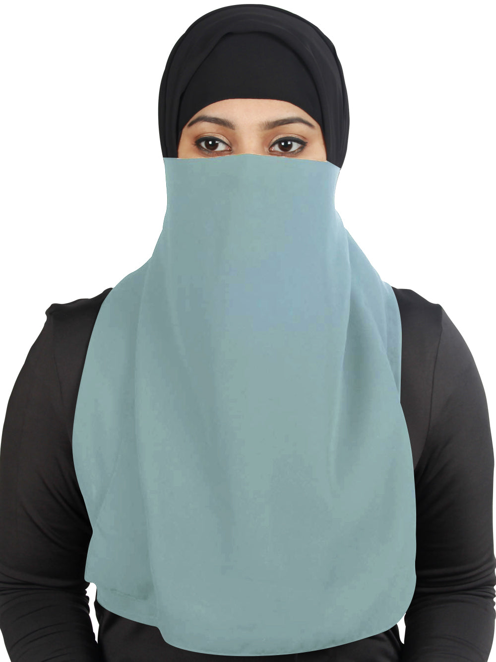 Black Georgette Half Niqab Nosepiece - Breathable & Comfortable Face Cover for Women - Perfect for Daily Wear, Prayer, and Outdoor Activities