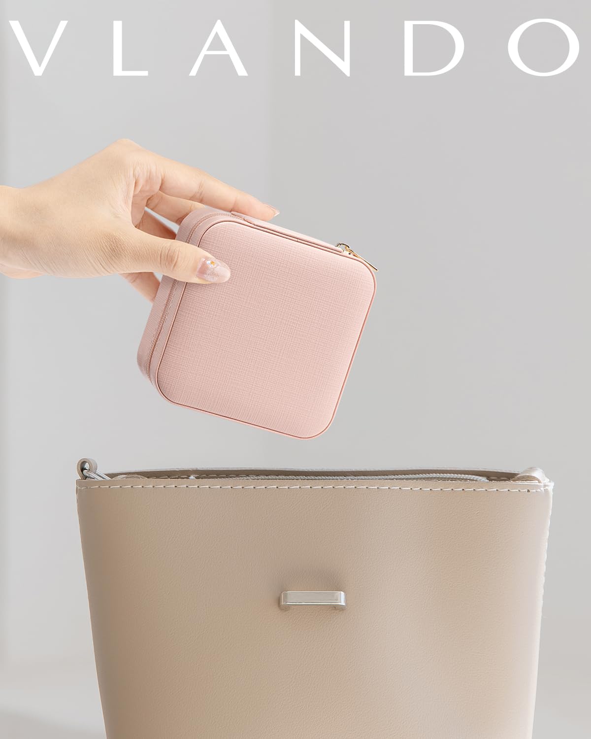 Vlando Pink Travel Jewelry Organizer Box - Portable Jewelry Case for Women & Girls, Perfect for Travel, Gifts, Christmas & Daily Storage | Compact & Stylish Jewelry Holder for Necklaces, Rings & Earrings