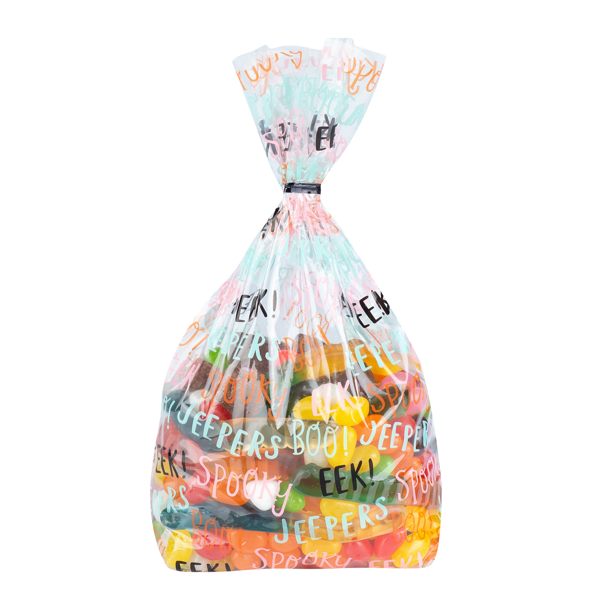 Halloween Plastic Candy Bags with Words - 4 x 2 x 9.5 Inch Gusseted Treat Bags (4000 Count Bulk Box) - Perfect for Trick-or-Treat, Party Favors & Candy Packaging