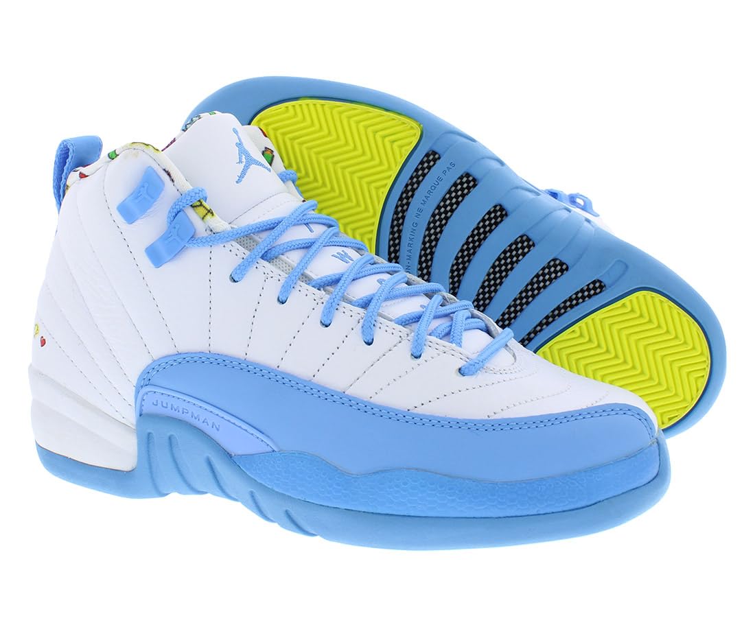 Jordan Youth Air 12 GS DQ4365-114 Emoji Basketball Shoes Size 4.5Y - Lightweight Sneakers for Kids Sports & Casual Wear