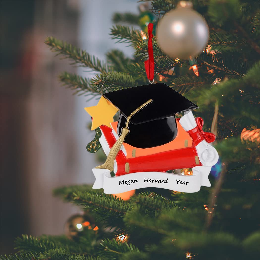 2025 Personalized Graduation Cap Ornament with Books - Custom Keepsake Gift for High School, Masters, PhD, Engineering & Law Graduates - Perfect for Graduation Party Decor & Memory Box