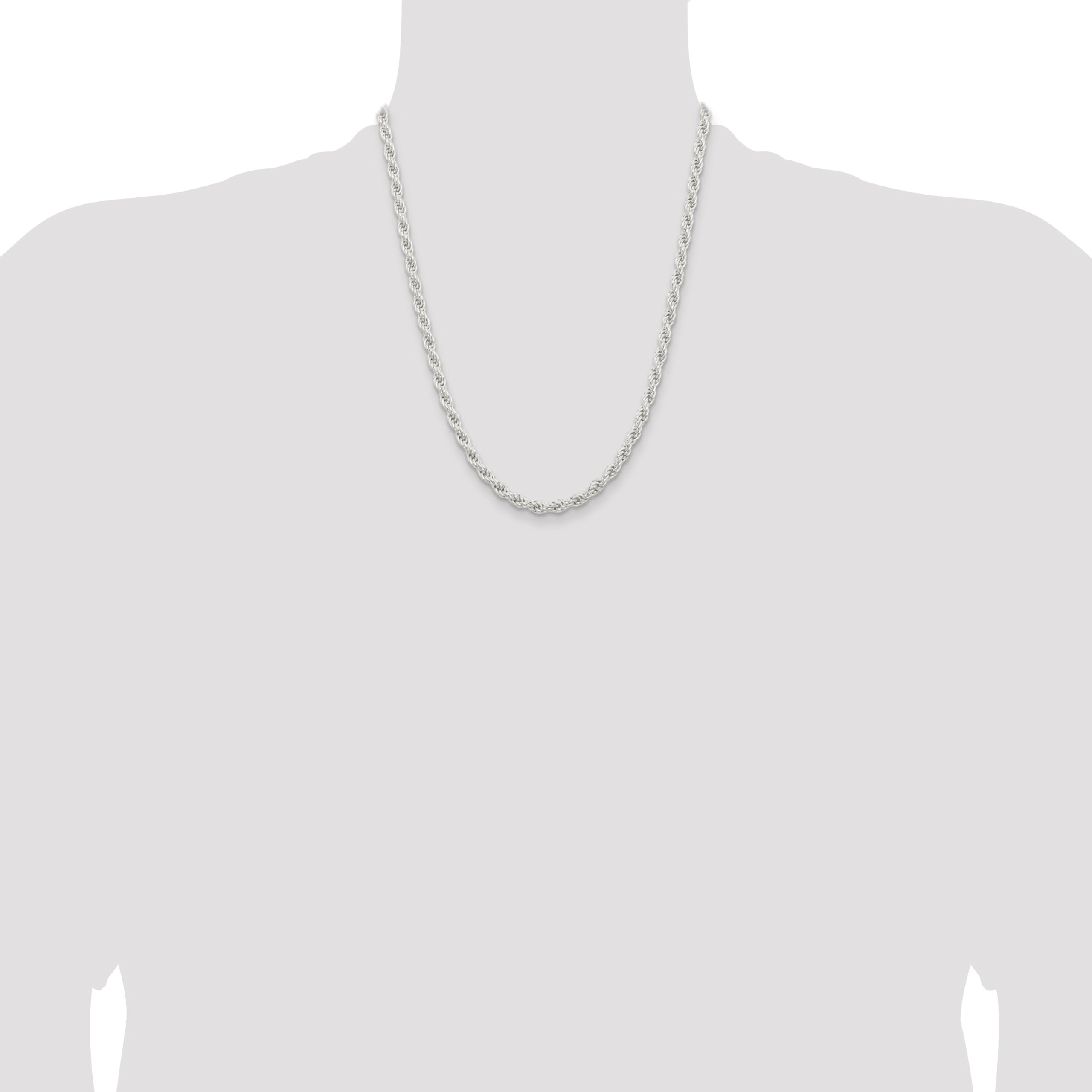 5.0mm Solid Sterling Silver Rope Chain Necklace for Men & Women - Perfect for Everyday Wear, Layering, and Gift Giving