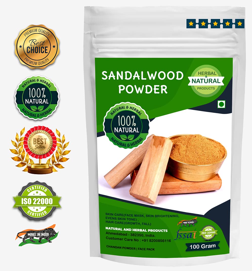 Premium Sandalwood Powder (Chandan Powder) - 100g | Natural Face Mask & Hair Care for Skin Brightening, Even Tone & Hair Growth | Ayurvedic Beauty Treatment for Glowing Skin & Healthy Hair
