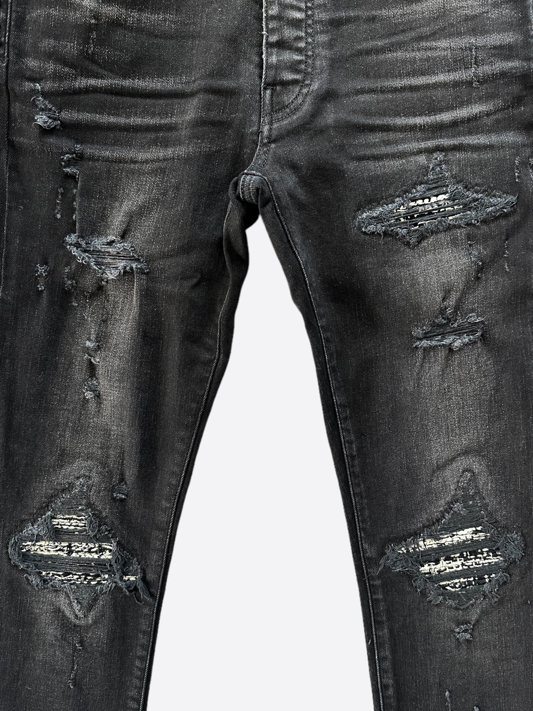 Amiri Aged Black & White Bandana Patch MX1 Jeans - Premium Distressed Denim for Men | Perfect for Streetwear & Casual Outfits