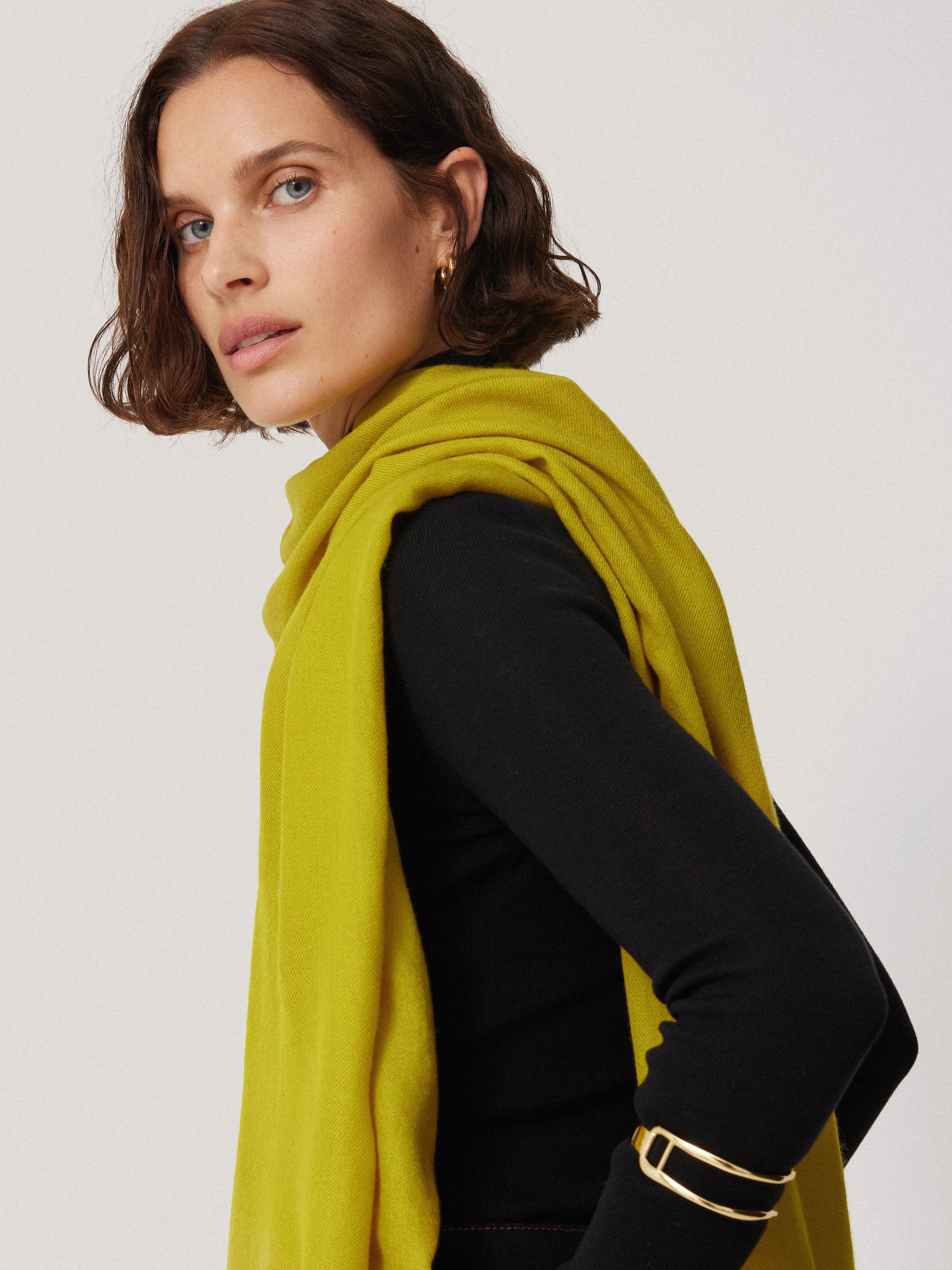 Premium Wool Silk Pashmina Shawl - Mustard Yellow Soft Wrap Scarf for Women - Perfect for Winter Fashion, Office Wear & Evening Outfits