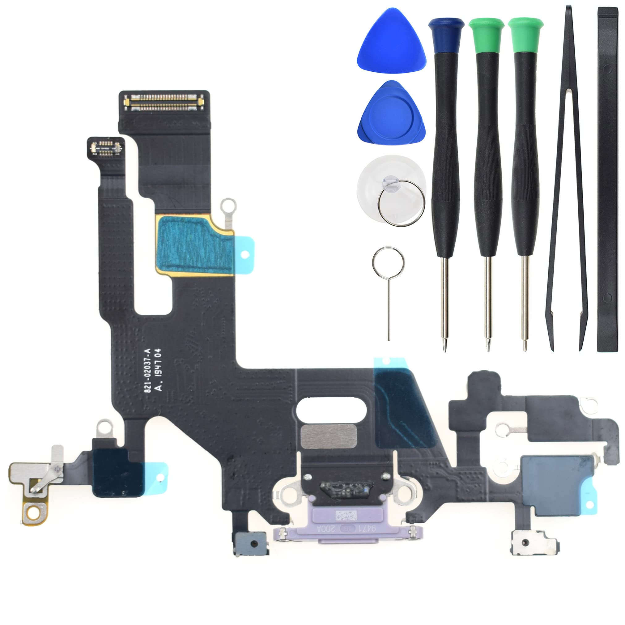 Original iPhone 11 USB Charging Port Flex Cable Replacement with Microphone - USB 2.0 Purple Connector for Fast Charging & Data Sync | Perfect for DIY Phone Repairs & Home Fixes
