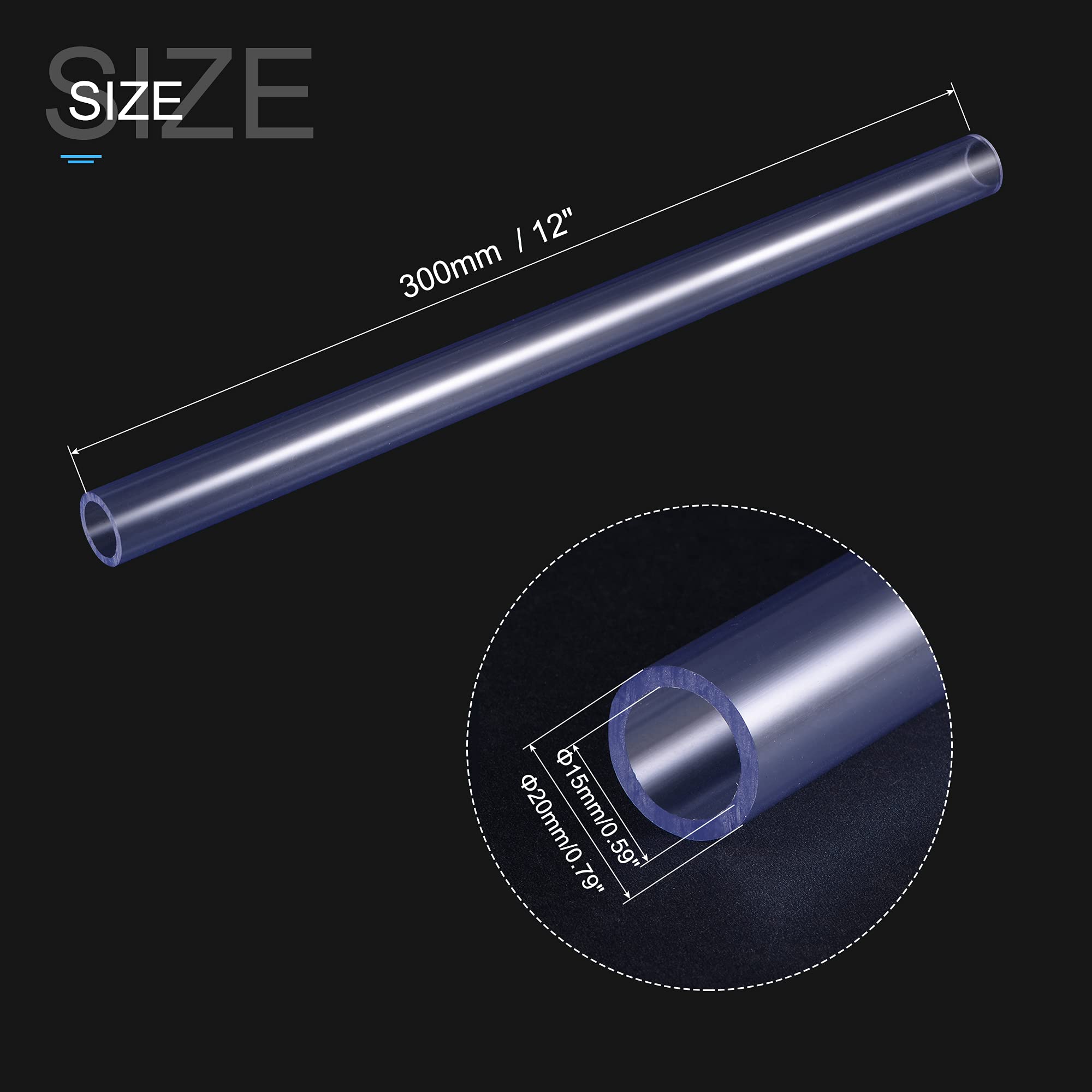 **MECCANIXITY PVC Rigid Round Pipe 15mm ID 20mm OD 300mm - High Transparency Plastic Tube for Water Pipes, Aquariums, Fish Tanks - Ideal for Plumbing, DIY Projects, and Home Aquarium Setup**
