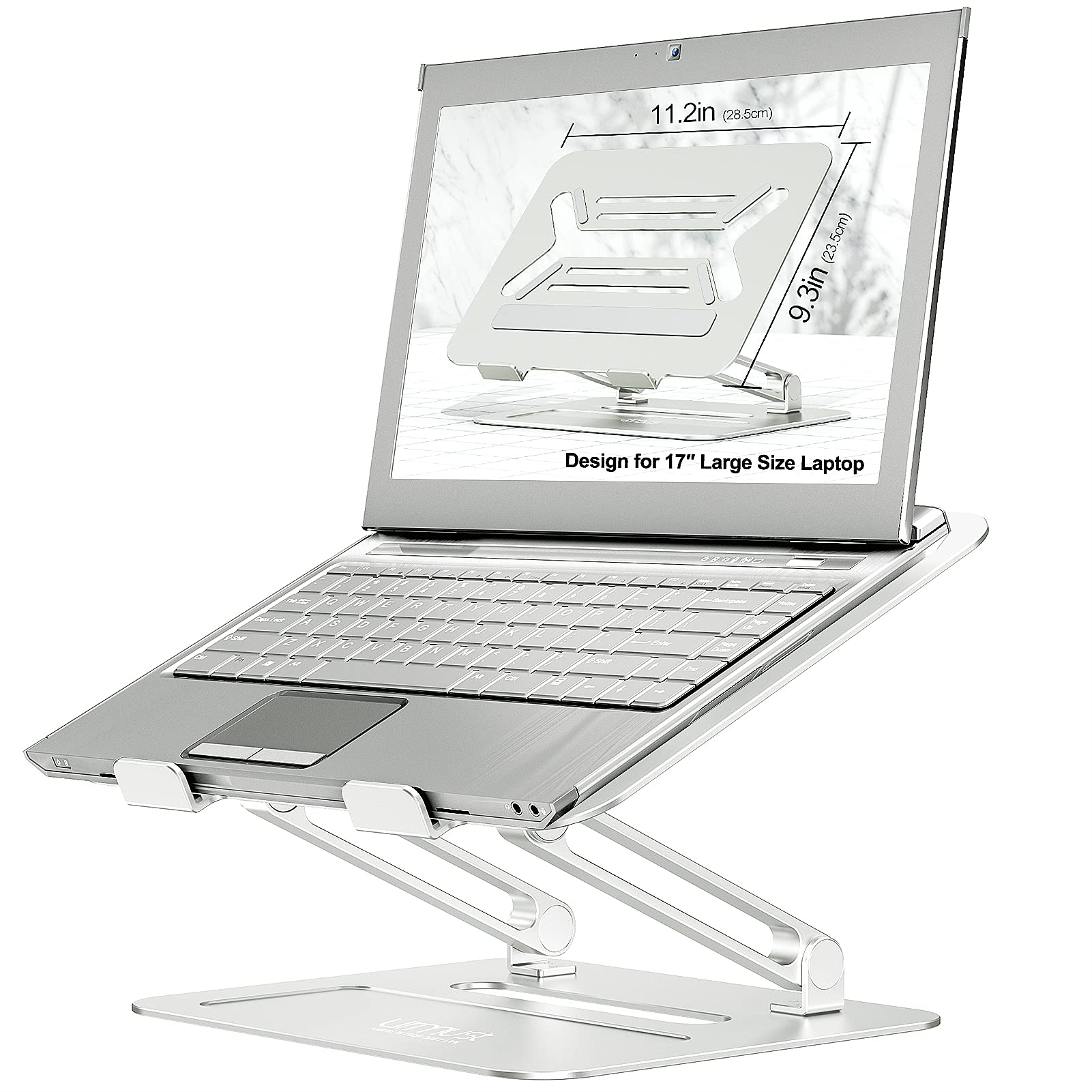 Adjustable Aluminum Laptop Stand for Desk - Ergonomic Computer Riser Holder Compatible with MacBook Air/Pro, Ultrabooks & All 11-17 Inch Laptops (Silver) | Perfect for Home Office, Gaming Setup & Workspace Ergonomics