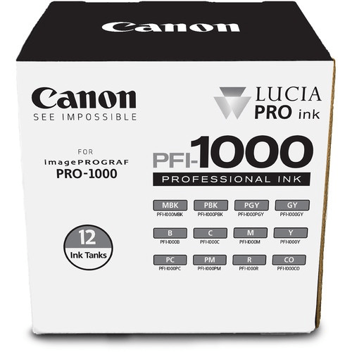Canon PFI 1000 LUCIA PRO 12 Ink Tank Set - High-Quality Ink Cartridges for Canon Printers | Perfect for Photo Printing, Office Documents & Creative Projects