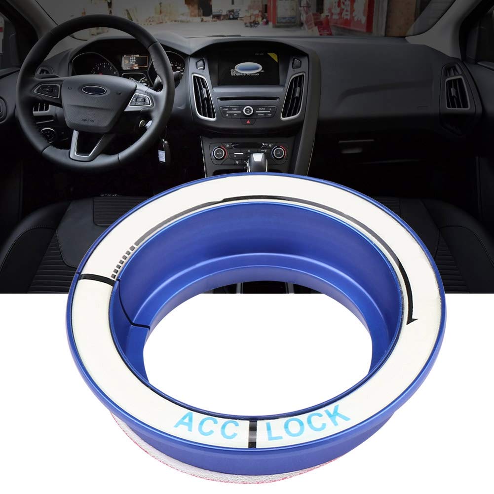 Blue Car Luminous Ignition Switch Ring Cover Trim for Ford Focus 2005-2018 - Key Hole Decoration & Night Driving Safety Accessory