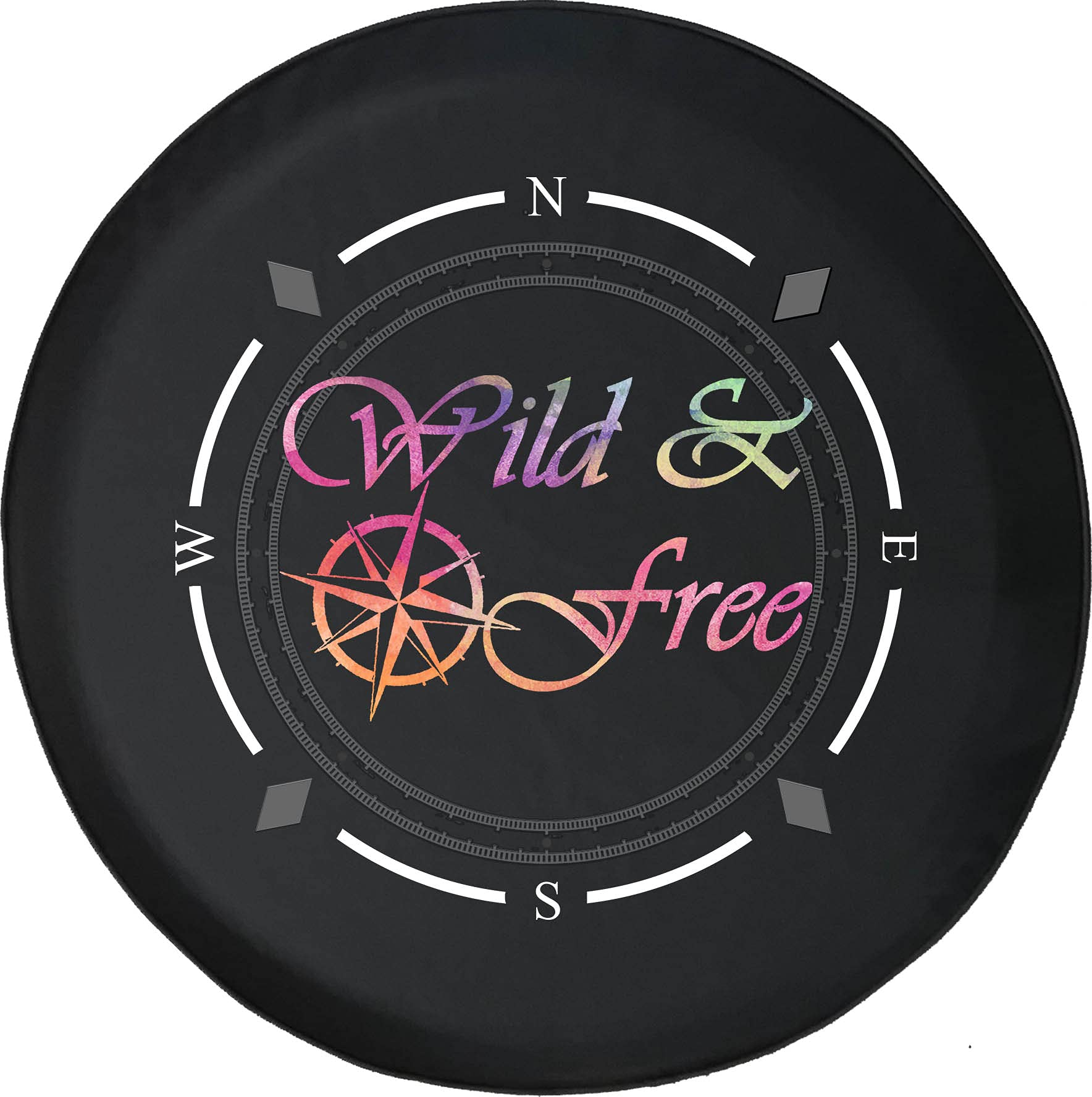 American Unlimited Spare Tire Cover with Compass Design - Wild & Free Wheel Cover for SUV, Trailer, RV Accessories | Fits Most Vehicles | Perfect for Off-Road Adventures & Camping Trips