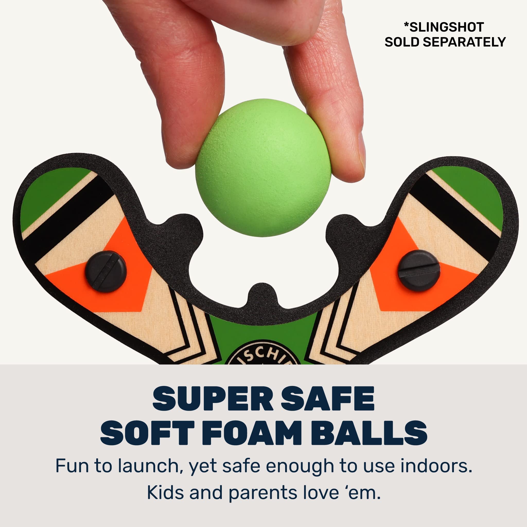Mischief Maker® Toy Slingshot Foam Balls Refill Pack - 6 Soft Safe Foam Replacement Balls for Kids Outdoor Games, Birthday Party Favors & Backyard Fun - Perfect for Ages 4+ (Green)