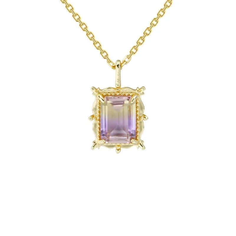 925 Sterling Silver Ametrine Crystal Pendant Necklace for Women | Elegant Purple & Yellow Gemstone Jewelry Gift | Perfect for Birthday, Anniversary & Special Occasions