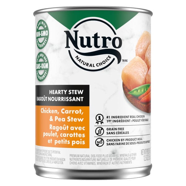 Nutro Chicken, Carrot & Pea Hearty Stew Adult Canned Dog Food - 12.5oz Can - Grain Free Wet Dog Food for Adult Dogs - Perfect for Mealtime, Training Treats & Senior Dogs with Sensitive Stomachs