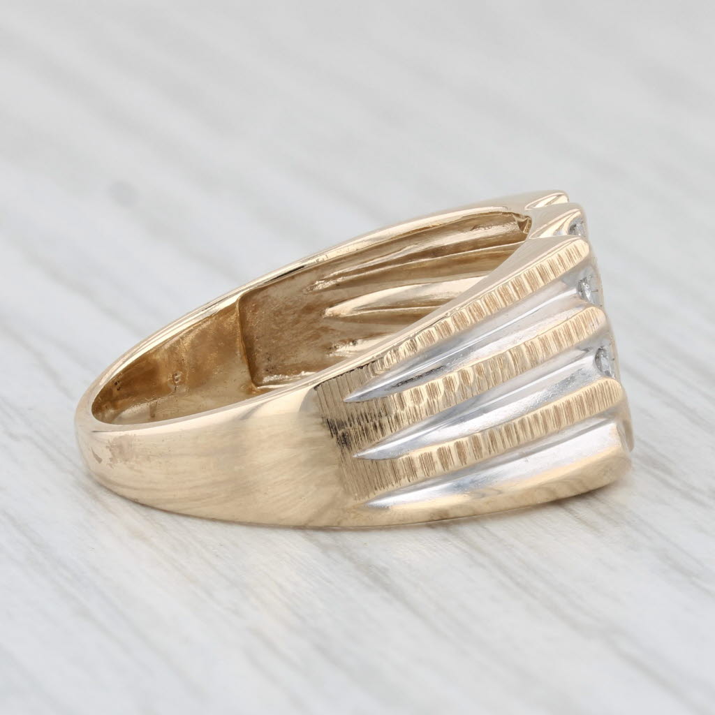 0.20ctw Men's Diamond Wedding Band Ring - 10k Yellow & White Gold - Size 10.75 - Perfect for Engagement, Anniversary & Special Occasion Gifts