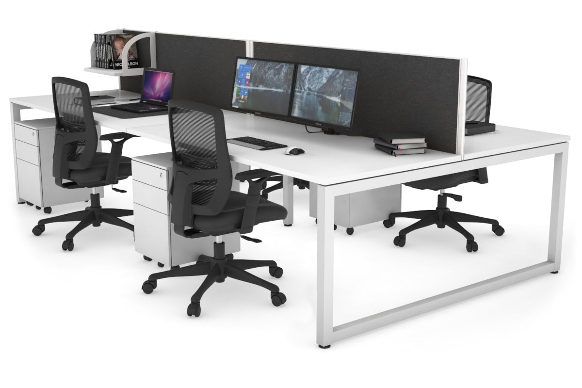 Quadro Loop Legs 4-Person Office Workstation - 1400L x 800W with Cable Management Scallop - Perfect for Collaborative Workspaces & Open Office Environments