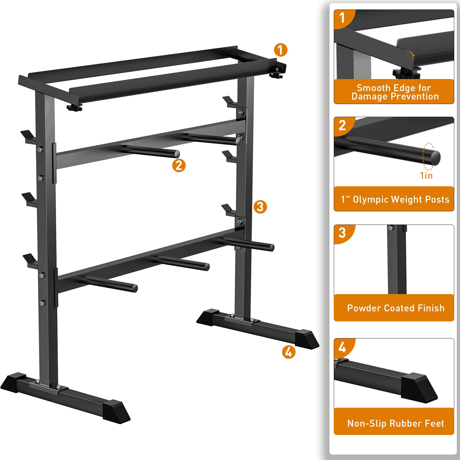 UBOWAY Compact Dumbbell Rack Stand - Heavy Duty Weight Storage Organizer for Dumbbells, Olympic Barbells & Weight Plates | Perfect for Home Gym Strength Training & Fitness Workouts | Space-Saving Exercise Equipment for Garage, Basement & Small Spaces