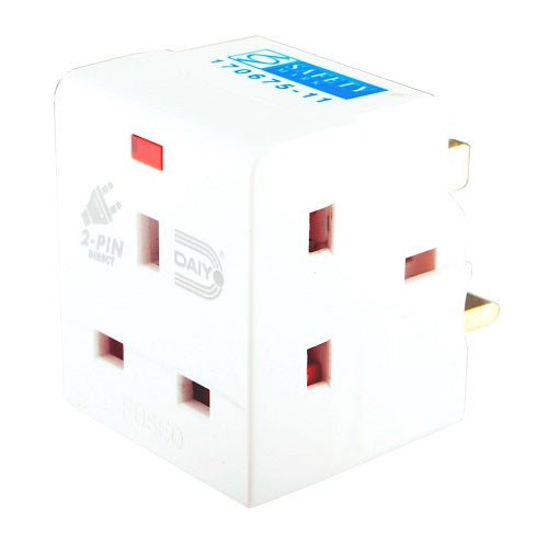 3-Way Multi Adapter with Neon Light - Universal Power Outlet Splitter for Home, Office, and Travel Use