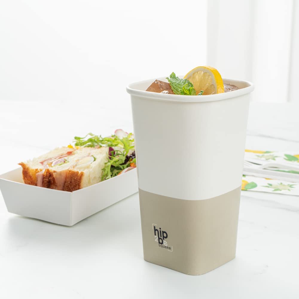Restaurantware Hip 2 Be Square 16oz Paper Coffee Cups - Leakproof, Reusable, Double PE Lined for Hot & Cold Drinks (Lids Sold Separately) - Perfect for Coffee Shops, Offices, and Catering Events