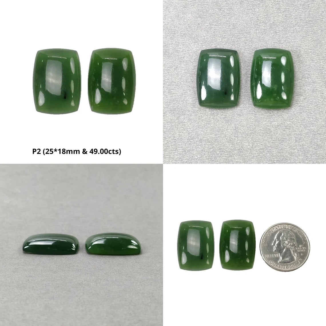 Natural Untreated Antigorite Serpentine Gemstone Cabochon - Cushion Shape (1pc or Pair) for Jewelry Making, Healing Crystals & Mineral Collections