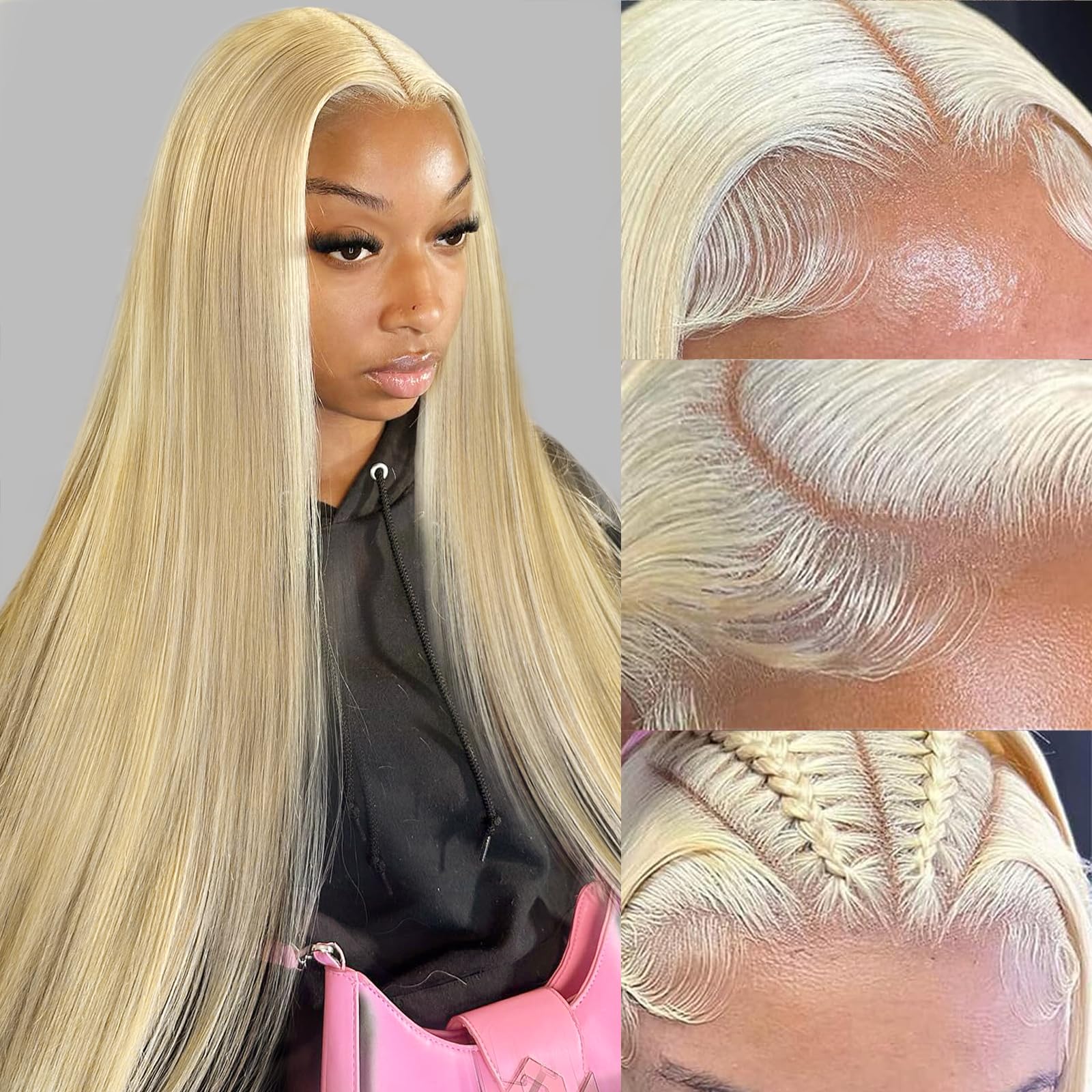 BZN 613 Blonde Lace Front Wig - 13x6 Human Hair Straight Wig 28 Inch 200 Density - Pre Plucked with Baby Hair for Natural Look | Perfect for Daily Wear, Cosplay, and Special Occasions