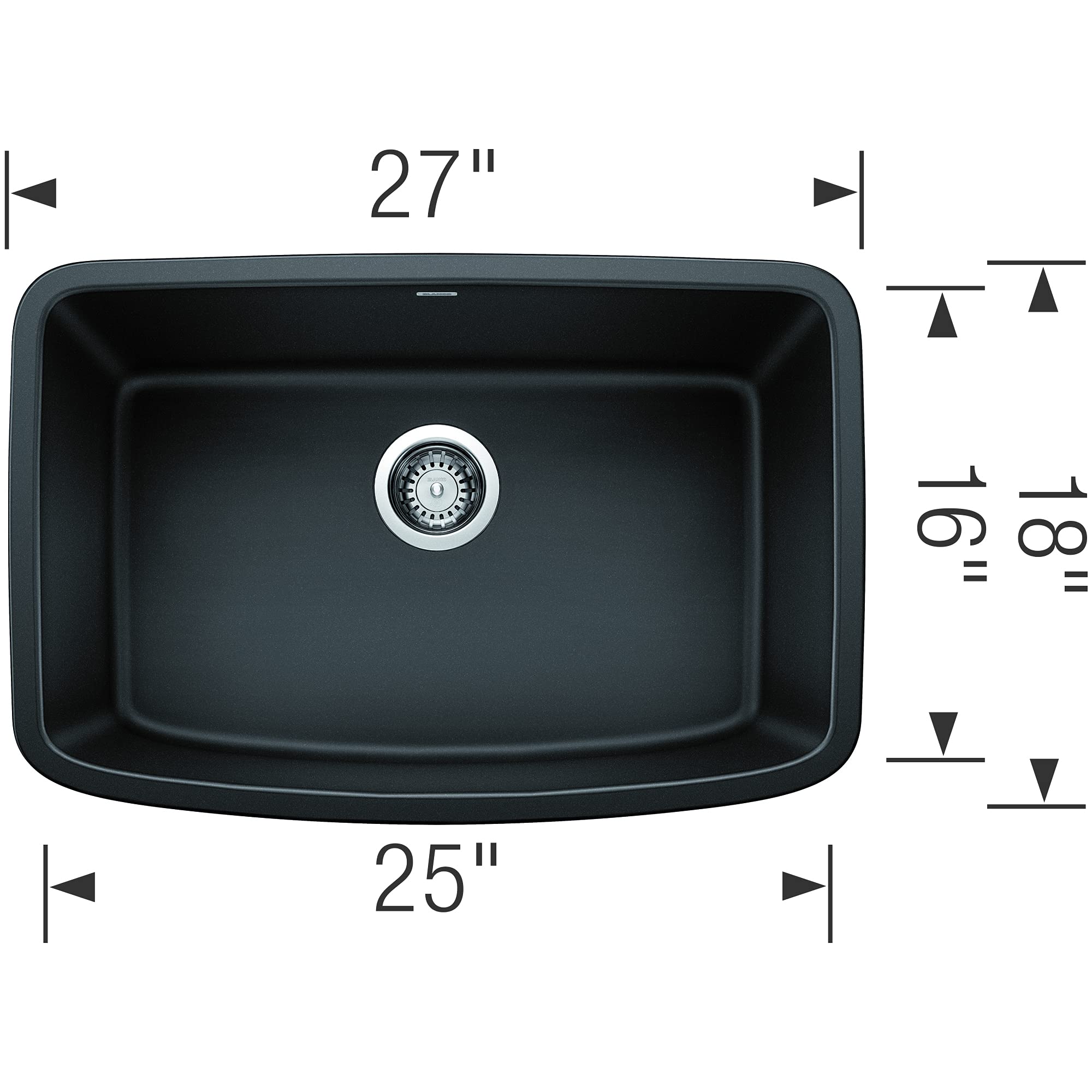 BLANCO Valea 27-Inch Single Bowl Undermount Kitchen Sink in Anthracite - Durable Stainless Steel for Modern Kitchens, Perfect for Food Prep and Dishwashing