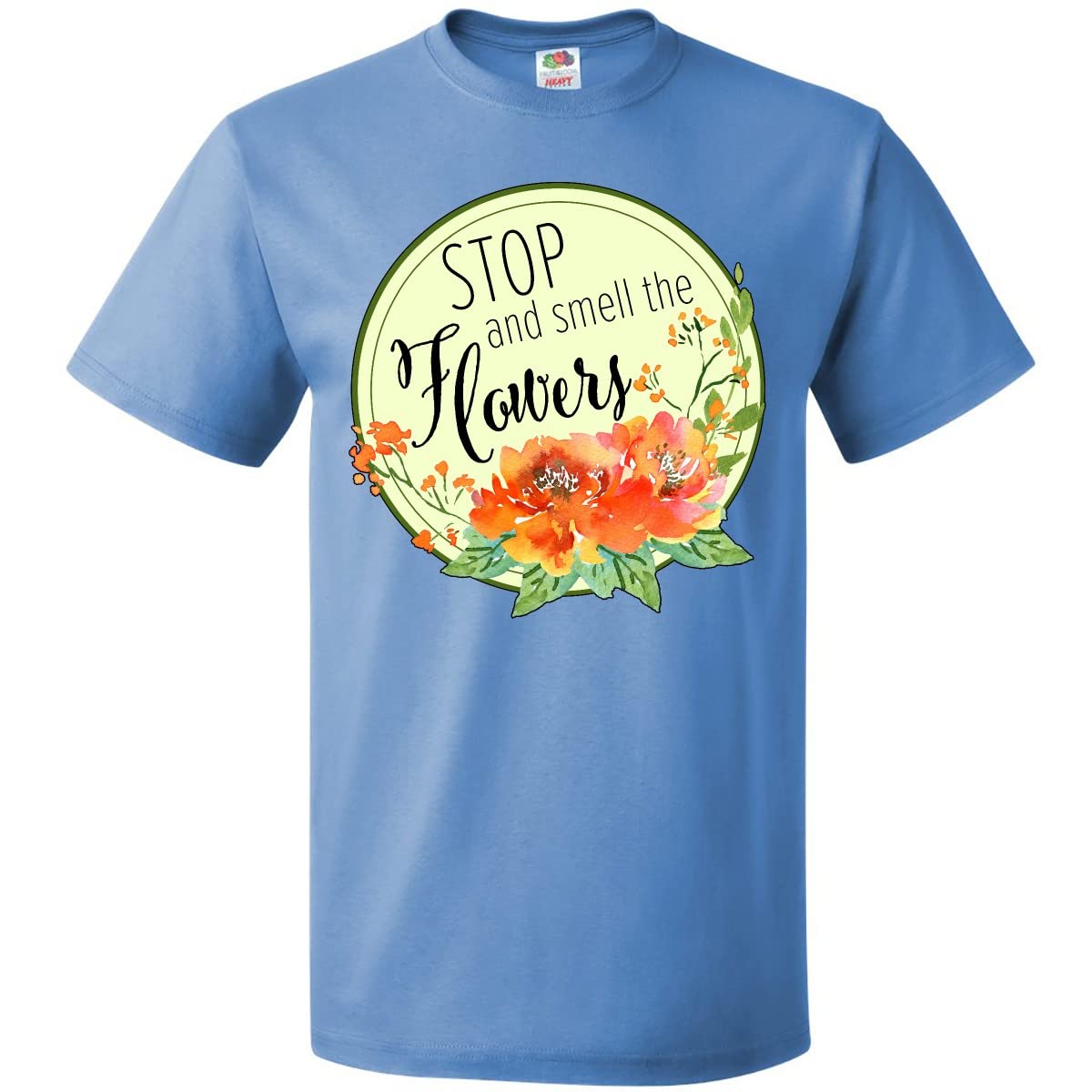 Inktastic Stop and Smell The Flowers Watercolor Print Women's T-Shirt - Soft Cotton Tee for Casual Wear, Gardening, and Outdoor Activities
