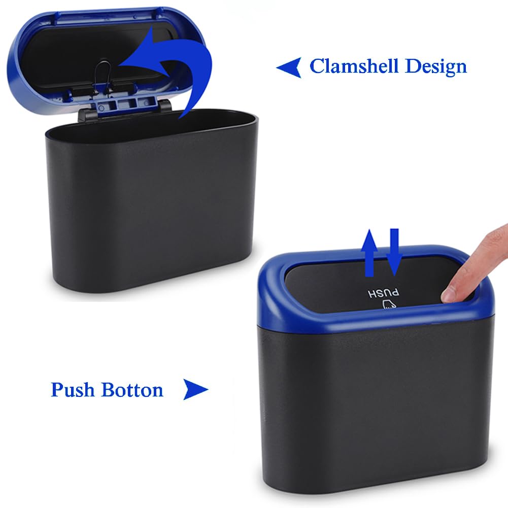 **Accmor 2 Pack Waterproof Car Trash Can with Lid - Leakproof Vehicle Garbage Bin Organizer for Auto, Home & Office - Perfect for Road Trips, Commuting & Workspace Cleanup**
