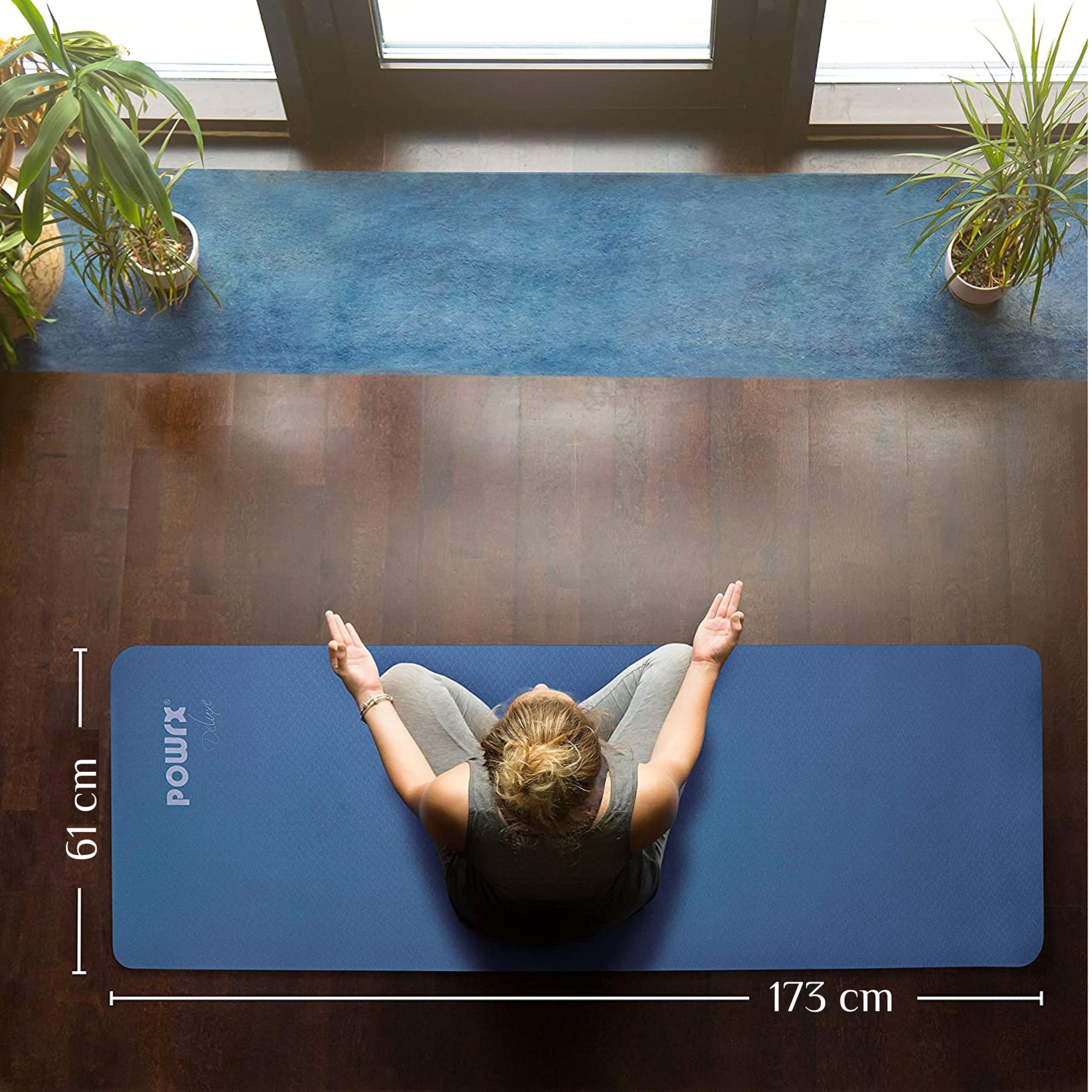 POWRX TPE Yoga Mat with Bag - Non-Slip Large Exercise Mat for Women (68