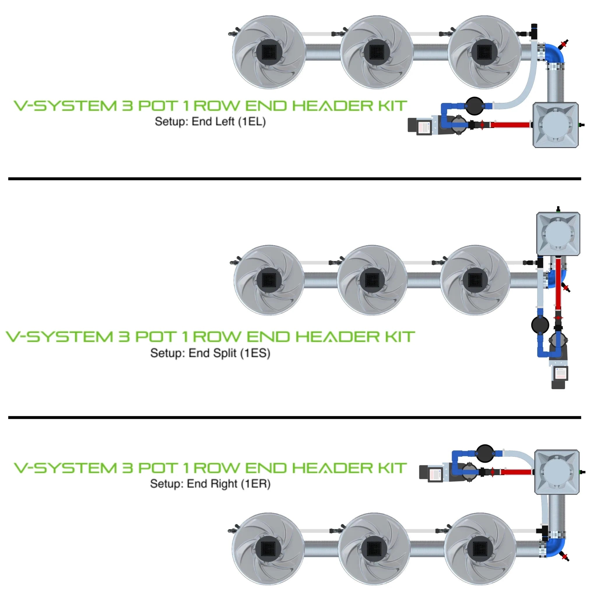 Alien Hydroponics V System DWC - 3 Pot 1 Row Header Hydroponic Growing Kit for Indoor Plants | Perfect for Home Gardening, Herbs & Vegetables