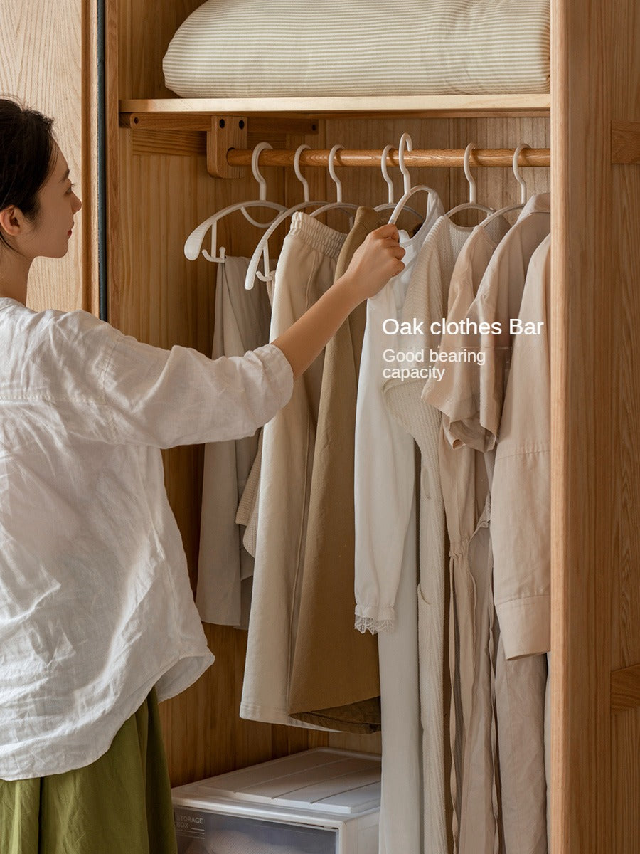 Solid Oak Wood Sliding Door Wardrobe Closet - Modern Storage Solution for Bedroom, Living Room & Office