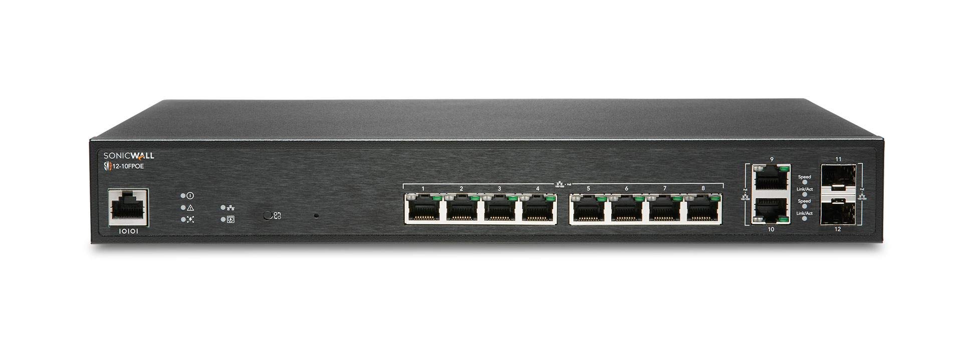 SonicWall SWS12-10FPOE 10-Port Gigabit PoE Network Security Switch (02-SSC-2464) - Secure Business Networking for Offices, Retail & Data Centers