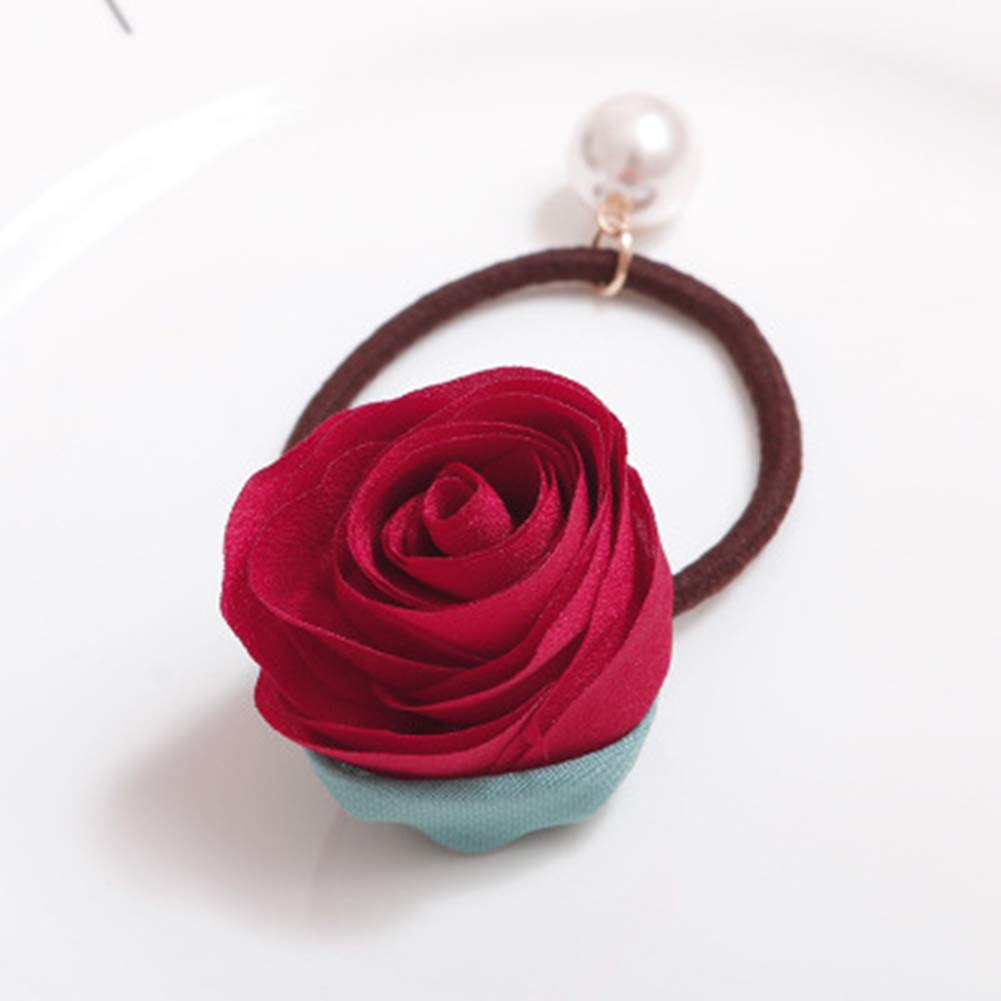 5Pcs Pearl Flower Hair Accessories for Women & Girls - Elastic Hair Ties, Headbands, Ponytail Holders & Hair Rings - Perfect for Weddings, Parties & Everyday Fashion Styling
