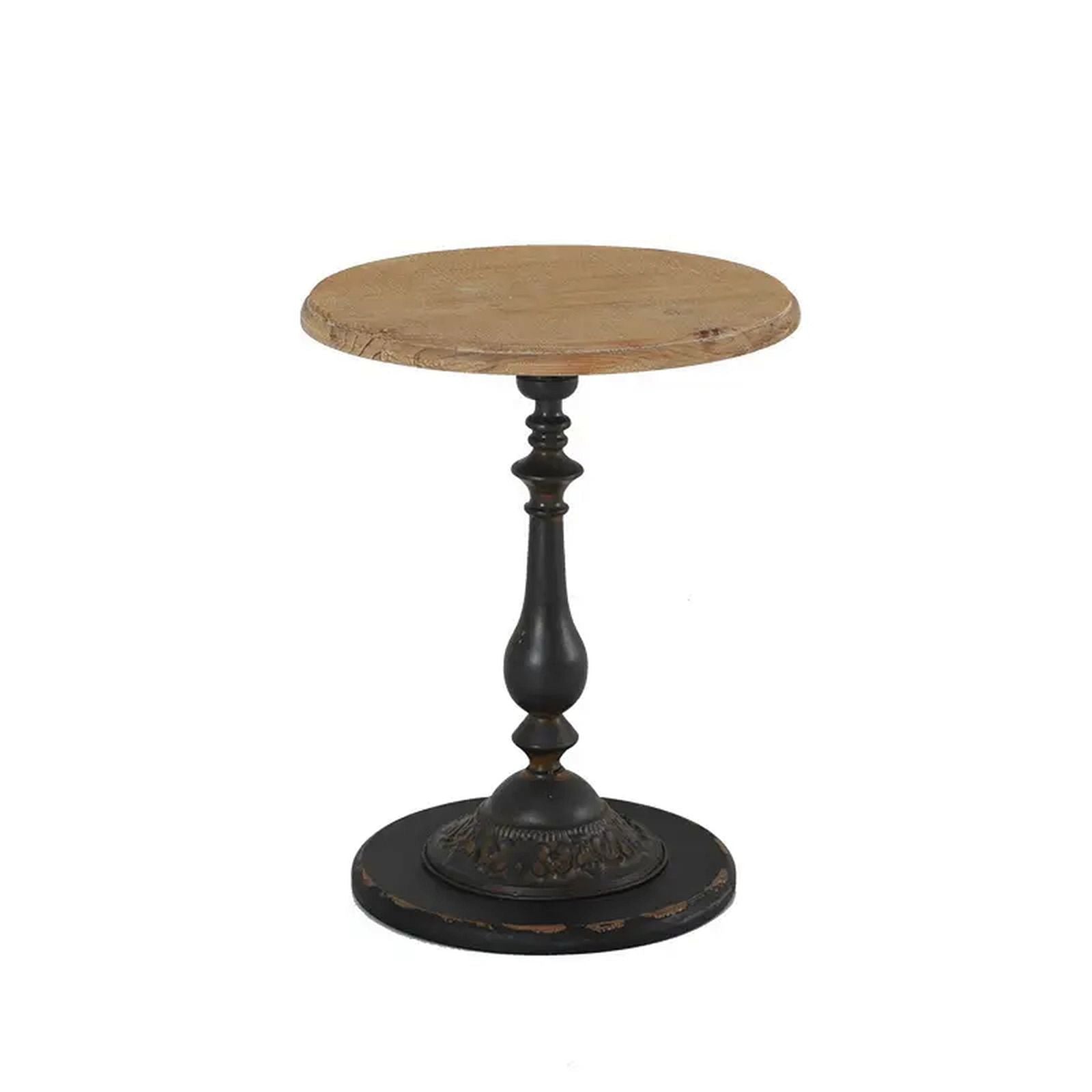 Criterion Finn End Table 490mm - Raw Pine Top with Black Metal Legs | Modern Side Table for Living Room, Bedroom & Office