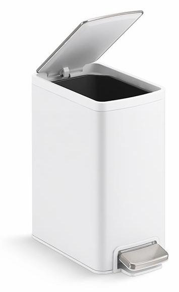6 Liter Step Trash Can - Stainless Steel & White Kitchen Garbage Bin with Foot Pedal | Kohler 31319 STW | Ideal for Home, Office & Bathroom Waste Disposal