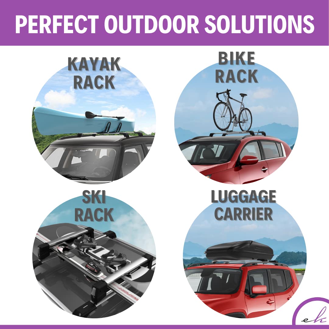 ERKUL Aluminum Roof Rack Cross Bars for Mazda CX-30 2020-2025 | Anti-Theft Locking System | Flush Rail Compatible | Heavy-Duty Cargo Carrier for Camping, Kayaking & Road Trips (Black)