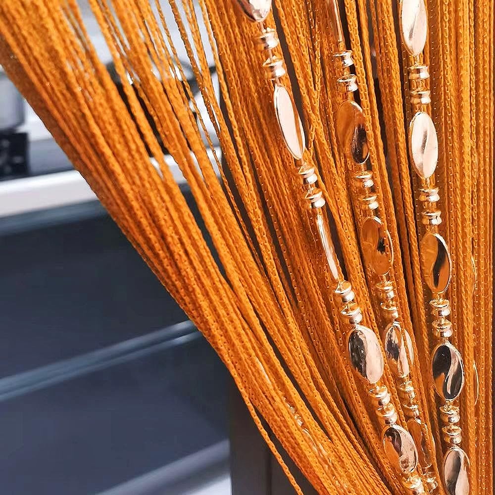 100cm x 200cm Orange Beaded Door Curtain - Decorative String Beads Wall Panel, Fringe Window Room Divider for Wedding, Coffee House, Home Decor - Tassel Screen Partition for Doorways & Interior Design