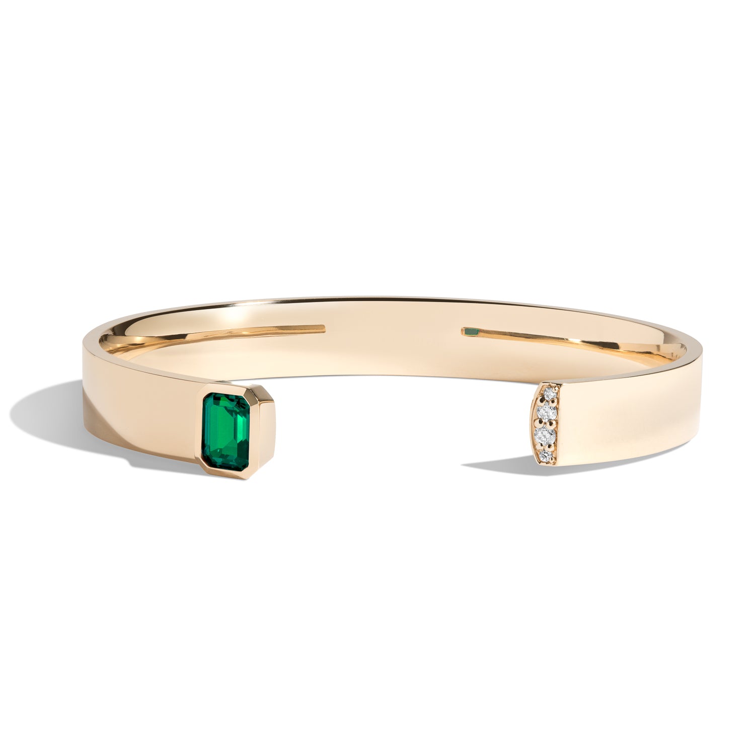 Emerald Cut Cuff Bracelet with Pavé Diamonds - Elegant Jewelry for Women, Perfect for Weddings, Parties & Special Occasions