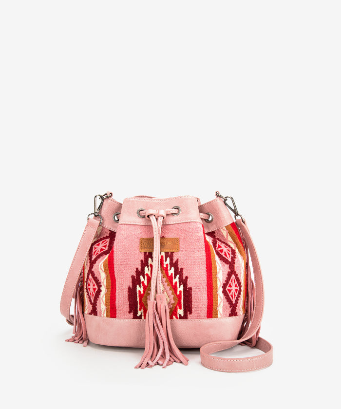 Wrangler Aztec Knitted Bucket Bag Set for Women - Boho Chic Crossbody Purse with Adjustable Strap - Perfect for Travel, Shopping & Everyday Use