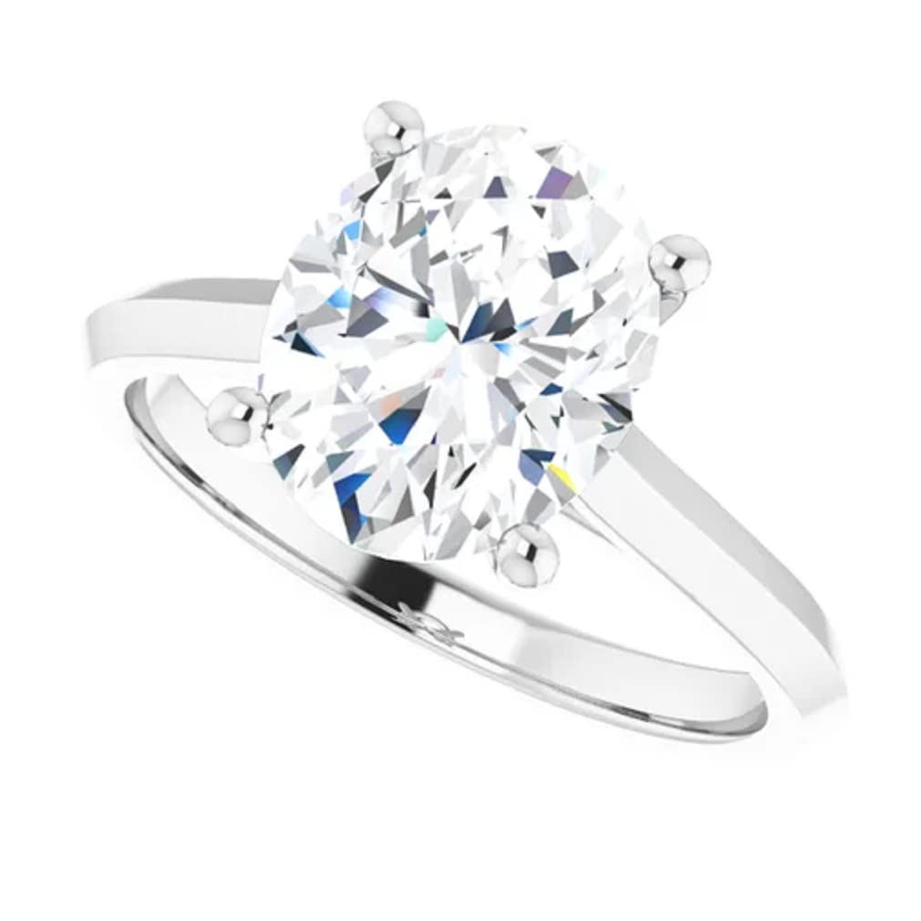 5 CT Oval Colorless Moissanite Engagement Ring for Women - Sterling Silver/Solid Gold Wedding Band Set - 4-Prong Solitaire Bridal Jewelry - Perfect for Proposals, Anniversaries & Special Occasions