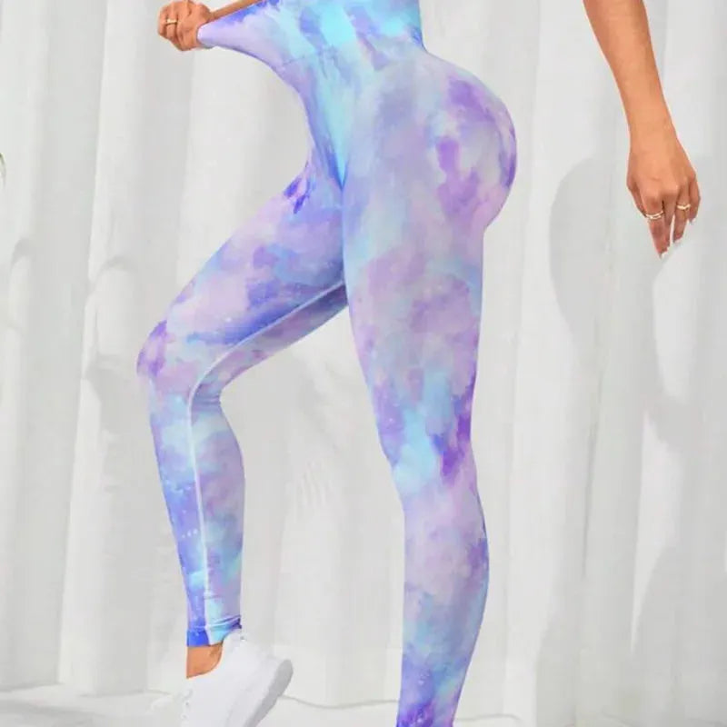 Tie Dye Seamless Yoga Pants for Women - High Waist Workout Leggings, Gym & Fitness Tights, Push Up Sports Clothing | Perfect for Yoga, Running & Casual Wear