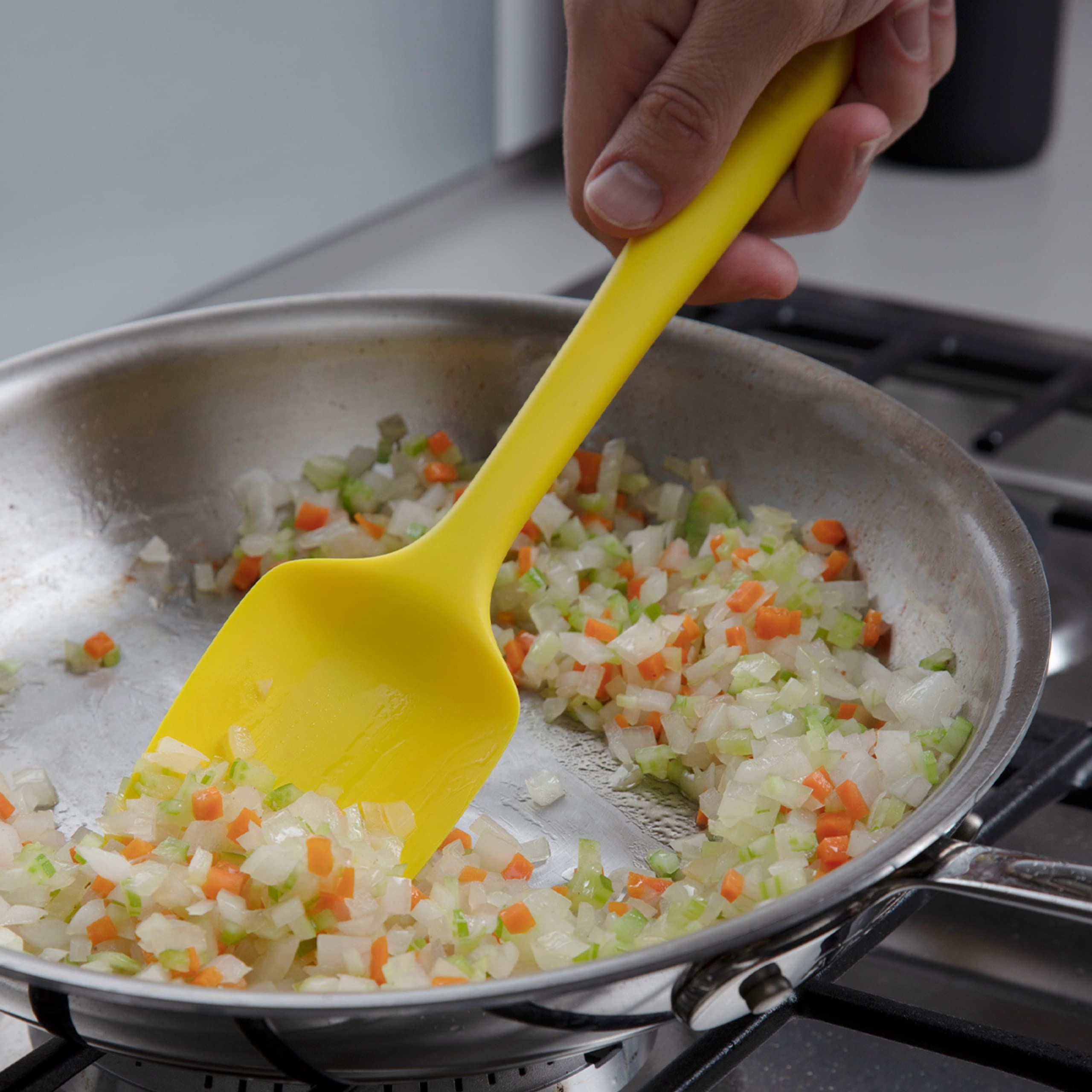 Premium Silicone Spoonula - 8 Inch Mini Spatula for Baking, Cooking & Mixing - Heat Resistant & Non-Stick - Studio White - Perfect for Kitchen, Cake Decorating & Food Prep
