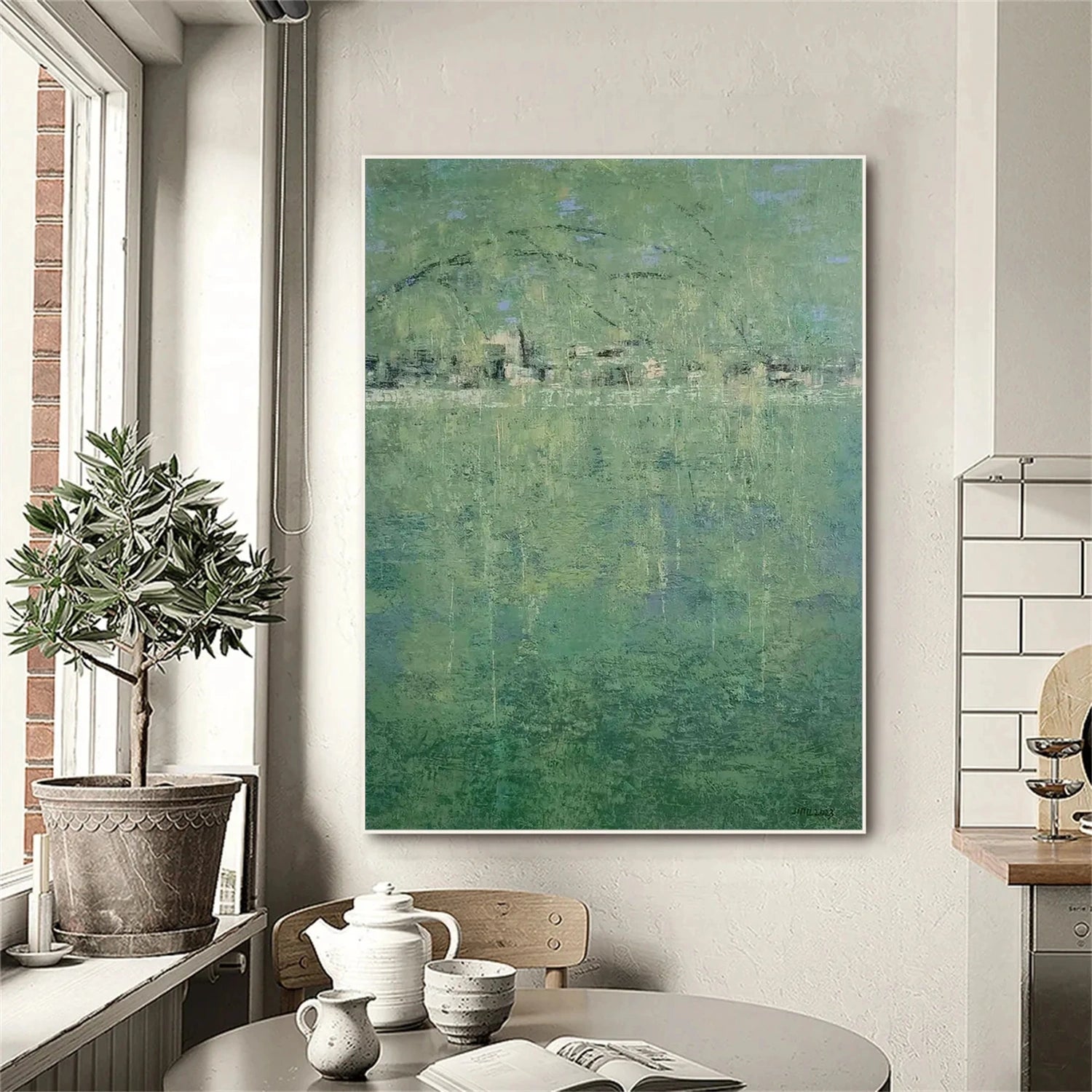 Blue & Green Abstract Wall Art Canvas Print #BG127 - Modern Home Decor for Living Room, Bedroom & Office