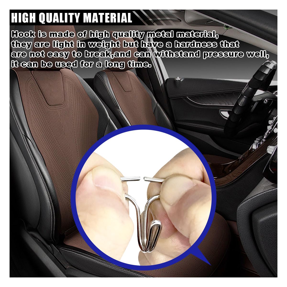24PCS Car Seat Covers with Metal Hooks - Black for Secure Replacement & Protection