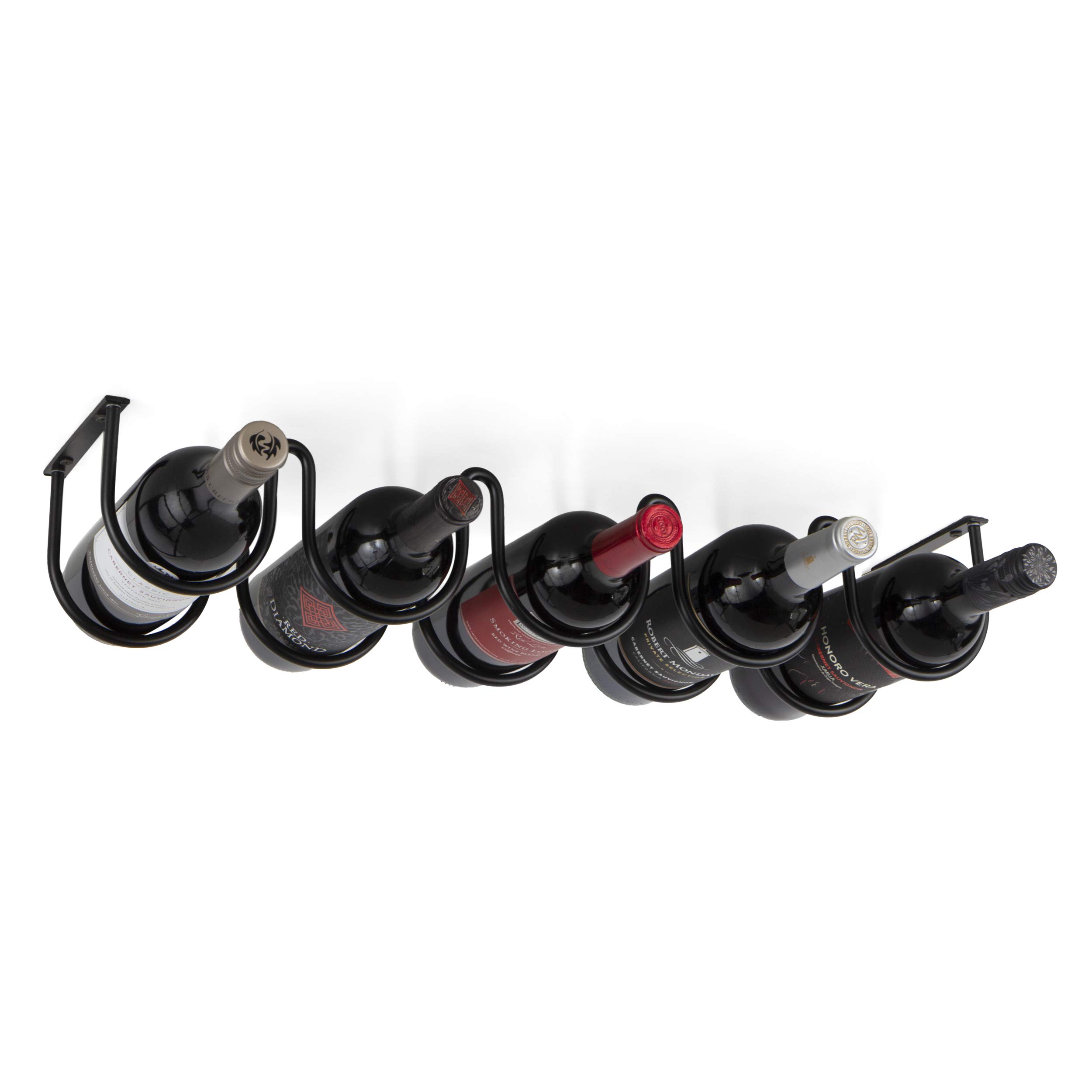 Wallniture Dijon Under Cabinet Wine Rack - Holds 5 Bottles, Black Metal Kitchen Organizer for Wine & Liquor Storage | Perfect for Small Kitchens, Bars & Dining Rooms