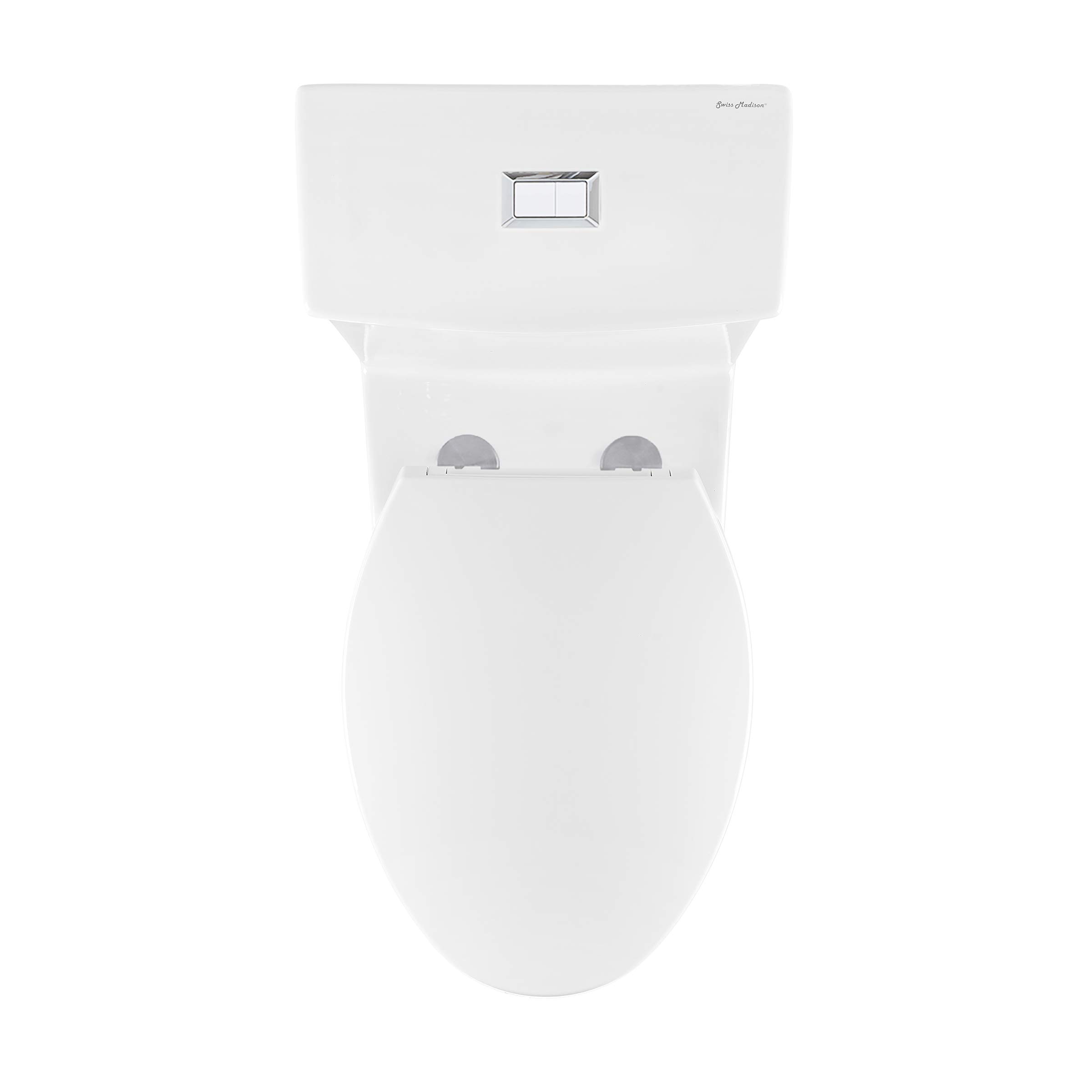 Swiss Madison SM-1T117 Classe One Piece Toilet - Modern ADA Compliant Elongated Bowl, Dual Flush 0.8/1.28 GPF, Glossy White - Perfect for Small Bathrooms & Water-Efficient Homes